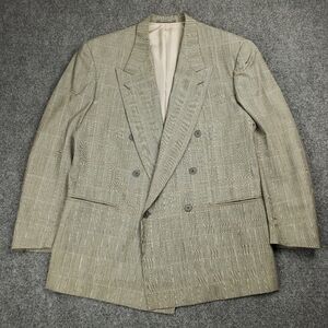 Lubiam Wool Blazer 44L Double Breasted Peak Lapel Houndstooth E Thomas Italy
